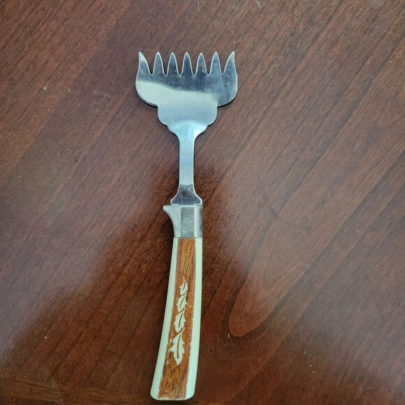 Vintage Stainless Steel Butter Curler Serving Fork With Decorative Handles MCM - Picture 1 of 3